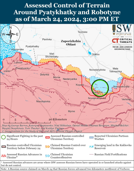 Mappa delle operazioni militari del 25 marzo 2024 - situazione al fronte