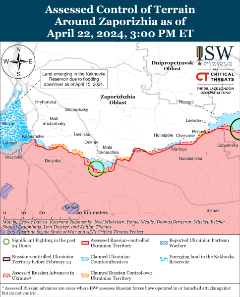 Mappa delle operazioni militari al 23 aprile 2024 &mdash ; situazione al fronte