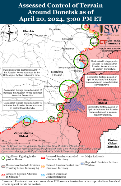 Mappa delle operazioni militari al 21 aprile 2024 - situazione al fronte