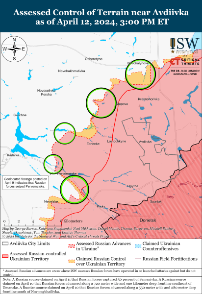 Mappa delle operazioni militari per il 13 aprile 2024 - la situazione a il fronte