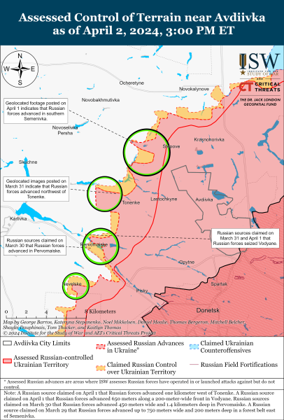 Mappa delle operazioni militari del 3 aprile 2024 - la situazione al fronte