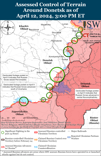 Mappa delle operazioni militari del 13 aprile 2024 - la situazione al fronte 