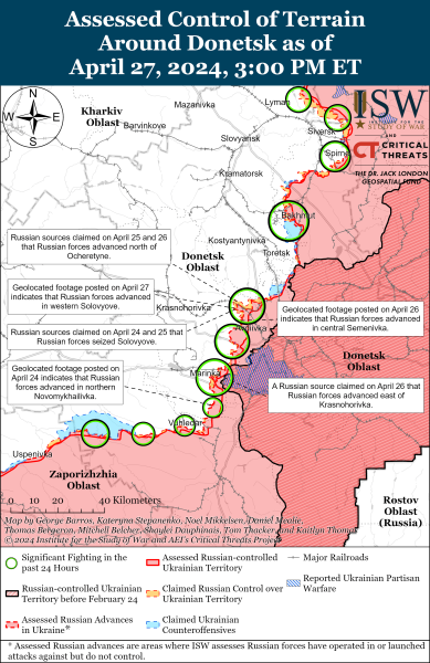 Mappa delle operazioni militari per il 28 aprile 2024 - la situazione al fronte