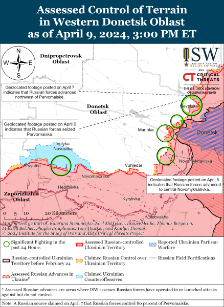 Mappa delle operazioni militari al 10 aprile 2024 - situazione al fronte