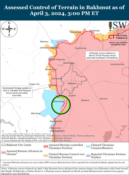 Mappa delle operazioni militari al 4 aprile 2024 - situazione al fronte