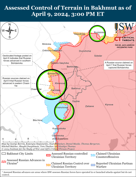 Mappa delle azioni di combattimento del 10 aprile 2024 - situazione al fronte