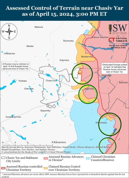 Mappa delle operazioni militari per il 16 aprile 2024 - situazione al fronte