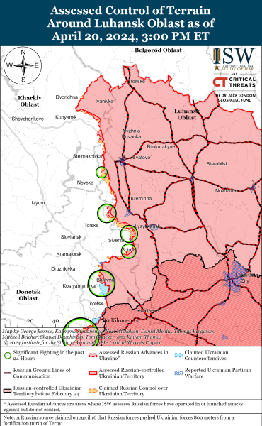 Mappa delle operazioni militari al 21 aprile 2024 - situazione al fronte