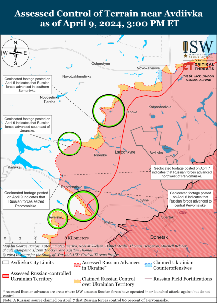 Mappa delle operazioni militari del 10 aprile 2024 - la situazione al fronte