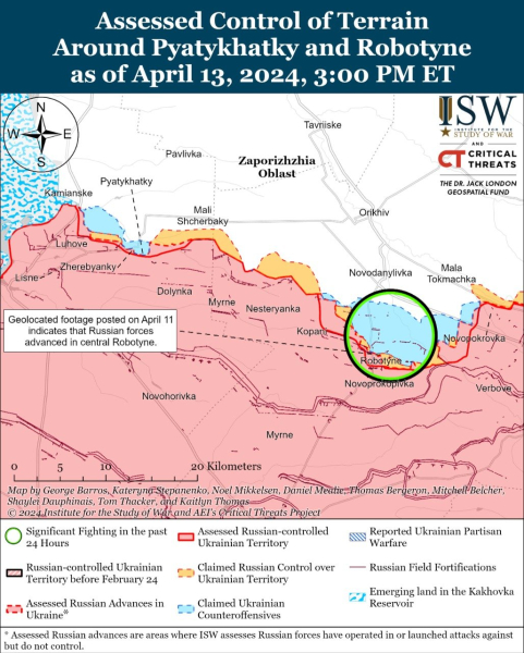 Mappa delle operazioni militari al 14 aprile 2024 - situazione al fronte