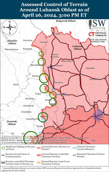 Mappa delle operazioni militari del 27 aprile 2024 - la situazione al fronte
