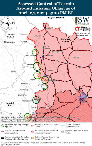 Mappa delle operazioni militari al 26 aprile 2024 - situazione al fronte