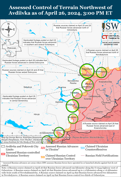 Mappa delle operazioni militari del 27 aprile 2024 - la situazione a il fronte