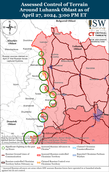Mappa delle operazioni militari al 28 aprile 2024 - situazione al fronte