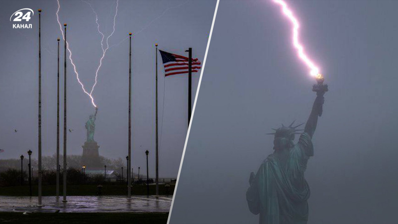 A New York, un fulmine ha colpito la Statua della Libertà: il fotografo ha realizzato scatti spettacolari