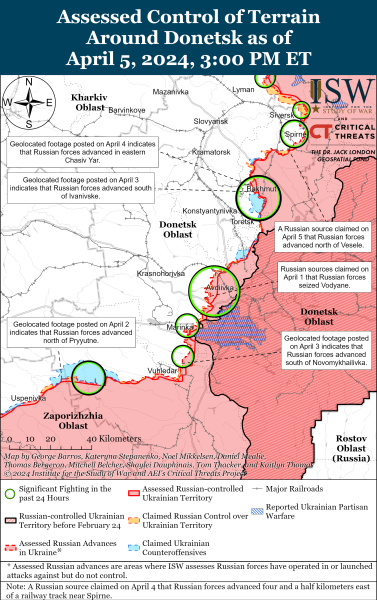 Mappa delle operazioni militari del 6 aprile 2024 - la situazione al fronte