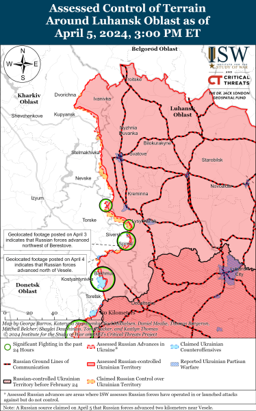 Mappa delle operazioni militari del 6 aprile 2024 - la situazione sul fronte