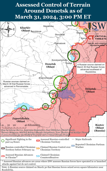 Mappa delle operazioni militari al 1 aprile 2024 - la situazione al fronte