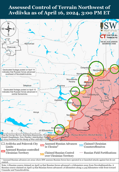 Mappa delle operazioni militari del 17 aprile 2024 - situazione al fronte