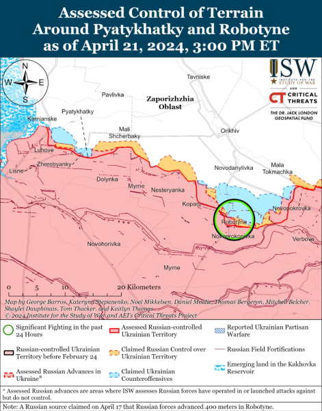 Mappa delle operazioni militari del 22 aprile 2024 - situazione al fronte