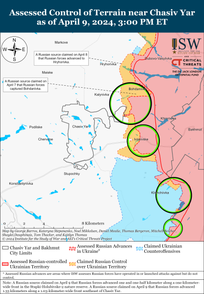 Mappa delle operazioni militari al 10 aprile 2024 - situazione al fronte