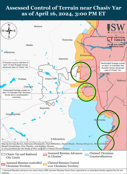 Mappa delle operazioni militari per il 17 aprile 2024 - situazione al fronte