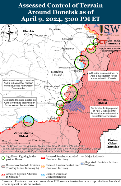 Mappa delle operazioni militari al 10 aprile 2024 - situazione al fronte