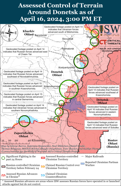 Mappa delle operazioni militari per il 17 aprile 2024 - situazione al fronte