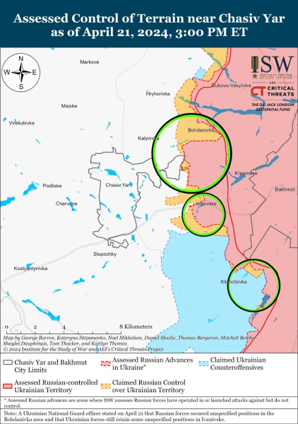 Mappa delle operazioni militari al 22 aprile 2024 - situazione a la parte anteriore