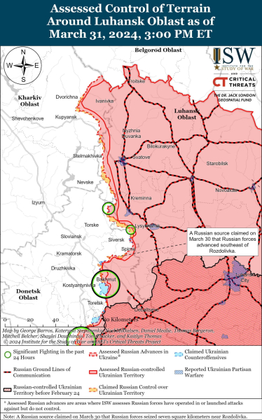 Mappa delle operazioni militari al 1 aprile 2024 - la situazione al fronte