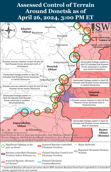 Mappa delle operazioni militari del 27 aprile 2024 - la situazione al fronte 