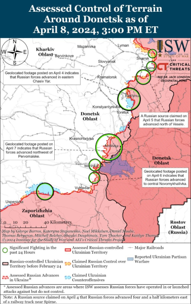 Mappa delle operazioni militari al 9 aprile 2024 - situazione al fronte