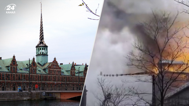 La guglia di 56 metri della borsa Börsen è crollata a Copenaghen: il terribile momento è stato ripreso in video