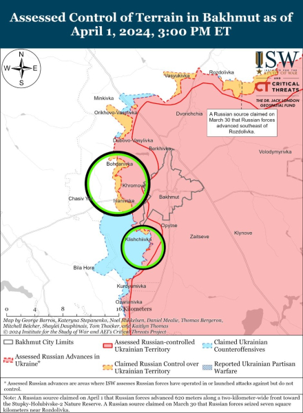 Mappa delle operazioni militari al 2 aprile 2024 - situazione al la parte anteriore