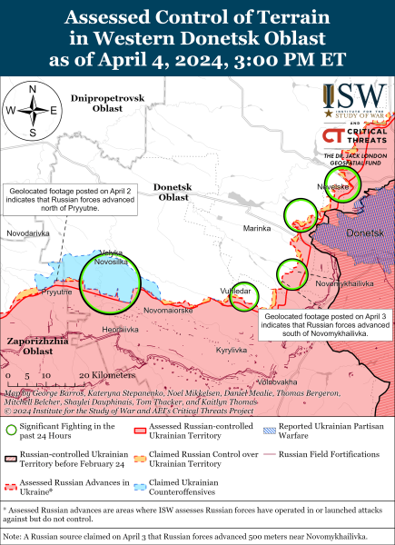 Mappa delle operazioni militari del 5 aprile 2024 - situazione al fronte