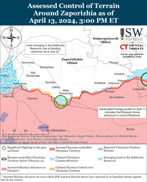 Mappa delle operazioni militari al 14 aprile 2024 — situazione al fronte