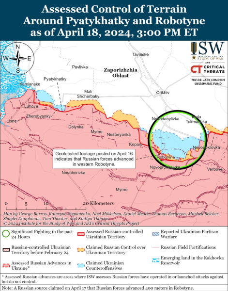 Mappa delle operazioni militari del 19 aprile 2024 - situazione al fronte