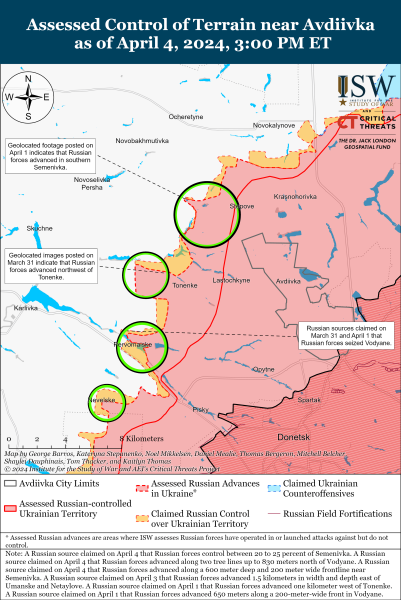 Mappa delle operazioni militari per il 5 aprile 2024 - la situazione al fronte