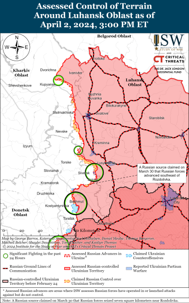 Mappa delle operazioni militari per il 3 aprile 2024 - situazione al fronte