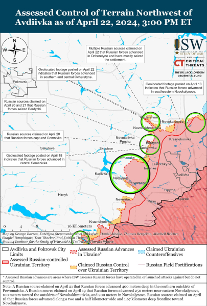 Mappa delle operazioni militari per il 23 aprile 2024 — situazione al fronte