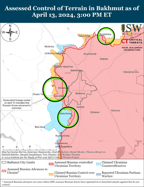  Mappa delle operazioni militari del 14 aprile 2024 &mdash situazione al fronte