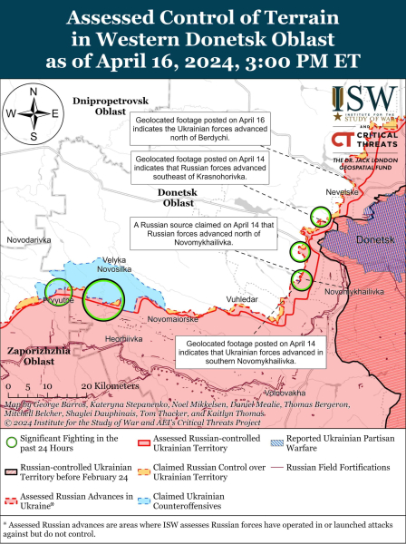 Mappa delle operazioni militari al 17 aprile 2024 - situazione al fronte