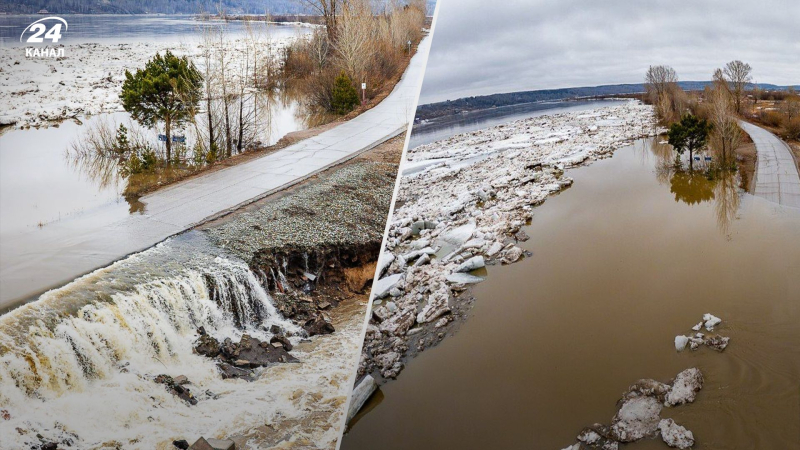 Nella Tomsk russa, il fiume straripava dalle sponde e un'autostrada erosa: filmati epici