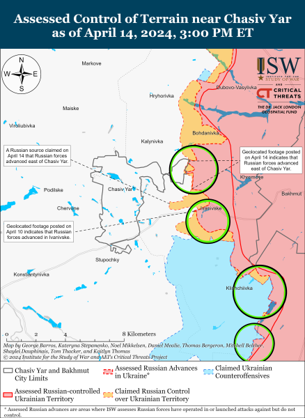 Mappa delle operazioni militari per il 15 aprile 2024 - la situazione al fronte