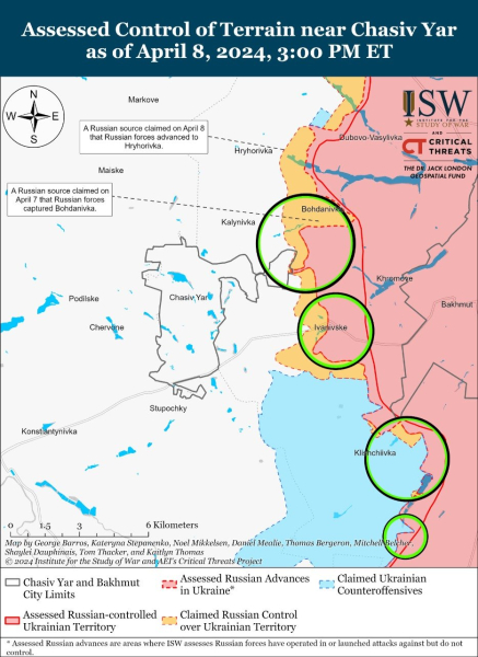 Mappa delle operazioni militari al 9 aprile 2024 - situazione al fronte