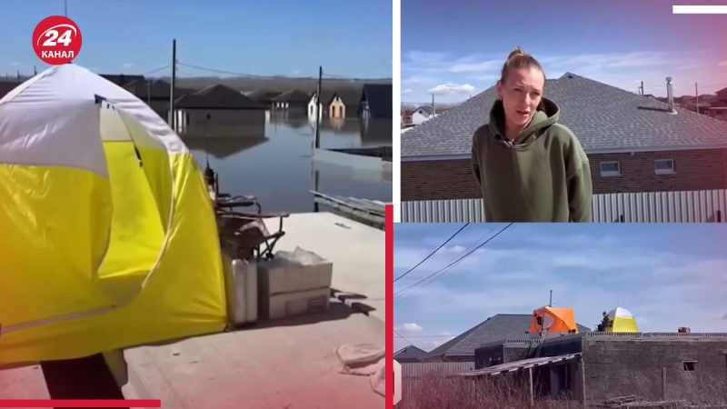 Hanno paura che verranno derubati: a Orenburg i russi vivono sul tetto di una casa allagata