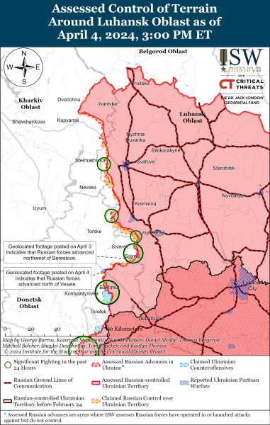 Mappa delle operazioni militari del 5 aprile 2024 - la situazione al fronte