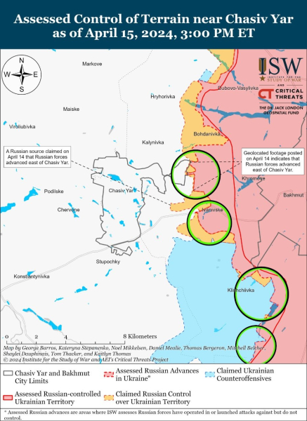  Mappa delle operazioni militari del 16 aprile 2024 &mdash al fronte