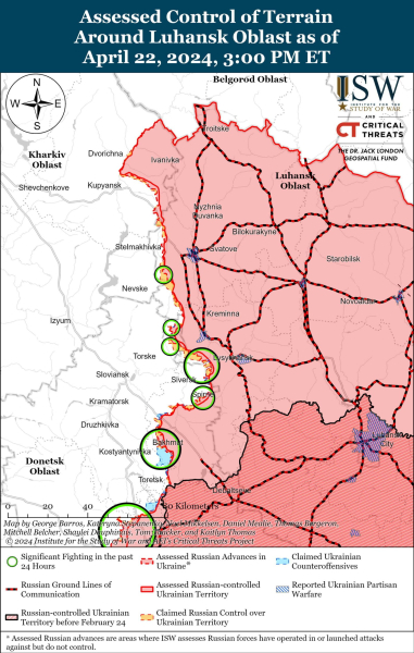 Mappa delle operazioni militari del 23 aprile 2024 - situazione al fronte