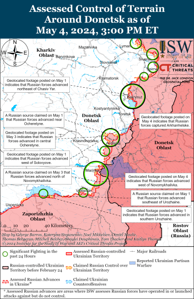 Mappa delle operazioni militari del 5 maggio 2024 - situazione al fronte